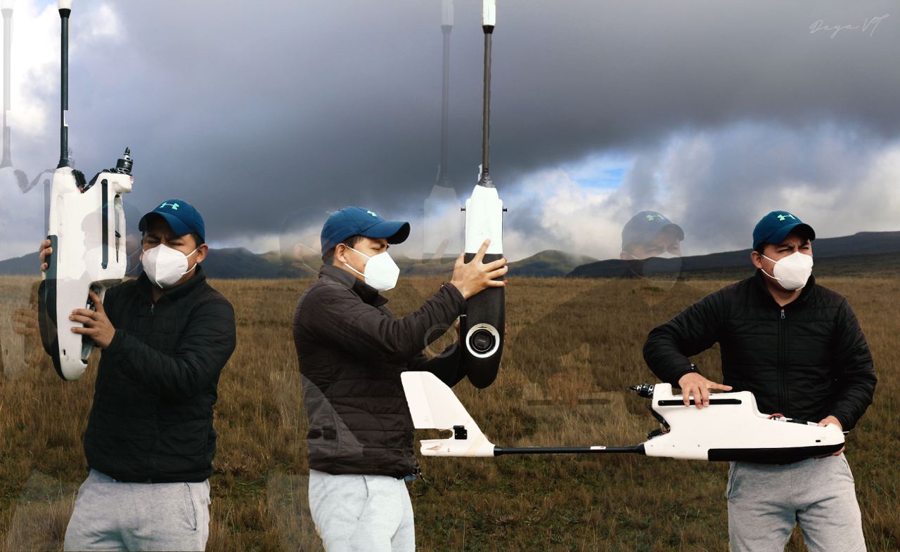 Technical inspection and demonstration of the orientations of a VTOL prototype for vertical takeoff and landing.