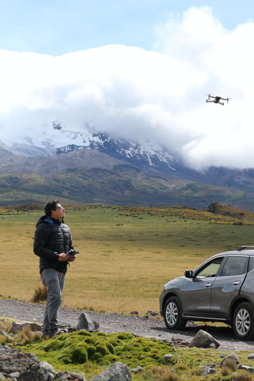 Aerial reconnaissance flight with a quadcopter drone.