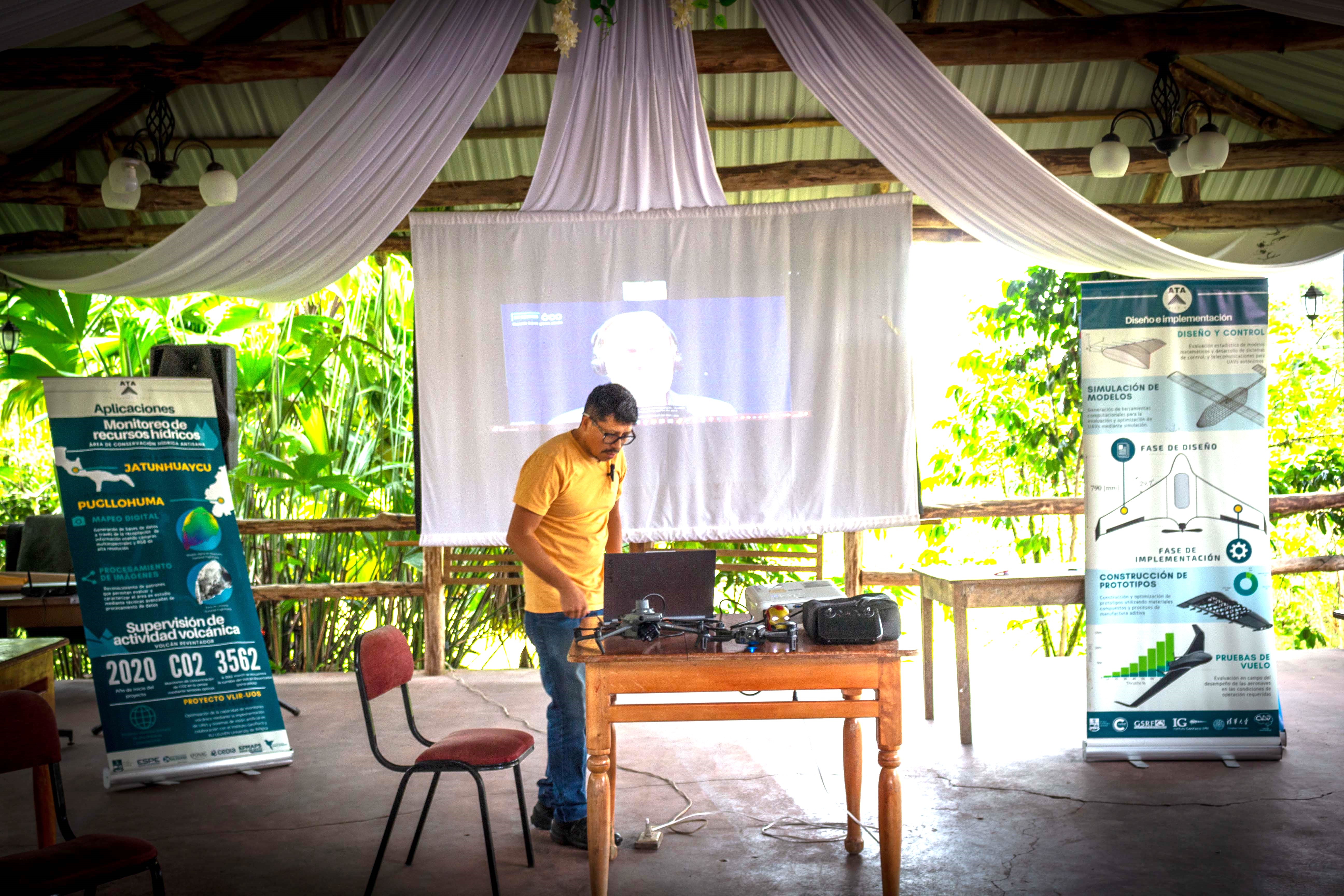 Exhibition and technical review of flight equipment during the presentation.